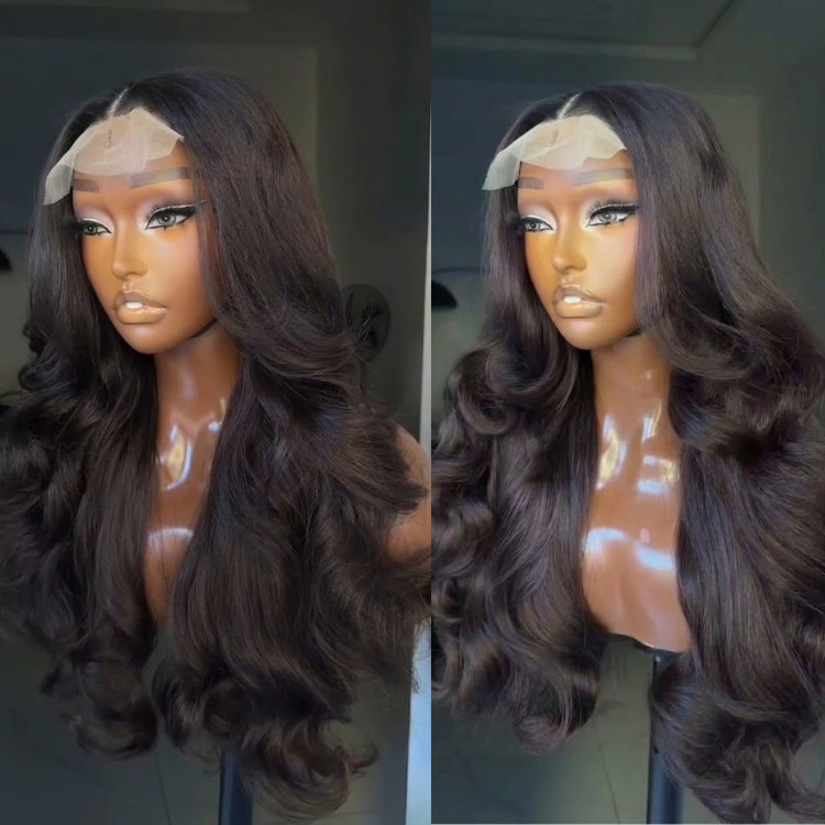 Raw Human Hair Natural Black Layered Body Wave Lace Front Wigs Loose Deep End Curls For Black Women - Rafarada