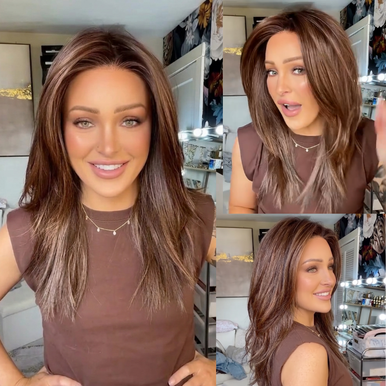 Chic Solid Chocolate Brown Layered Wig - Face-Framing Straight Hair with Wispy Bangs, Glueless Lace Front Human Hair- Rafarada