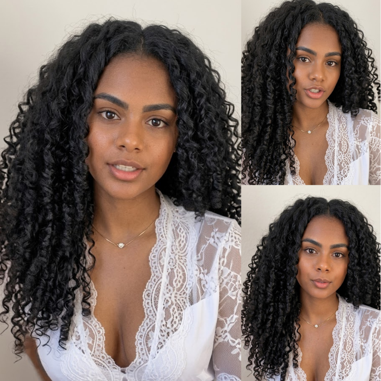 Long Jet Black Kinky Curly Human Hair Lace Front Wig Pre-Plucked with Baby Hair Extra Thick Natural Hairline - Rafarada