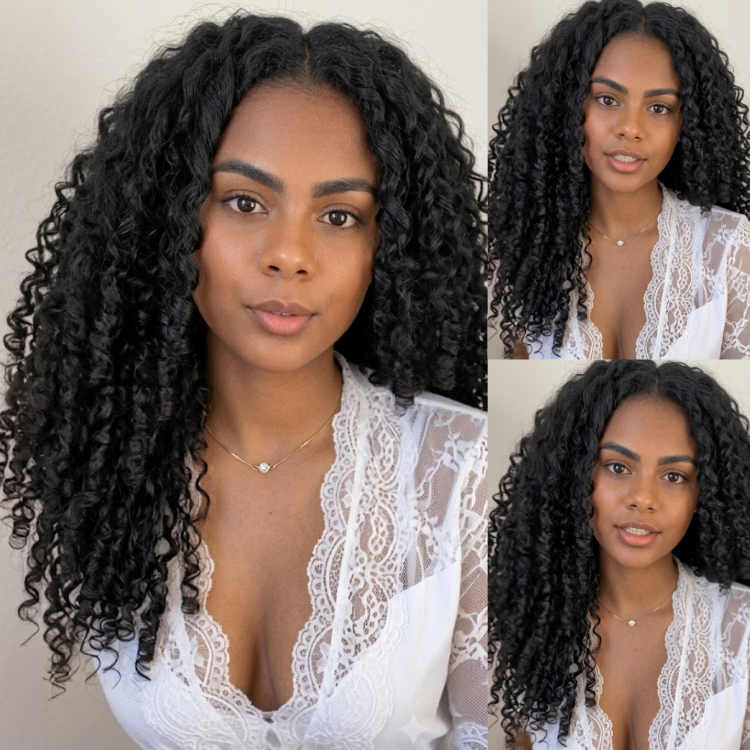 Long Jet Black Kinky Curly Human Hair Lace Front Wig Pre-Plucked with Baby Hair Extra Thick Natural Hairline - Rafarada