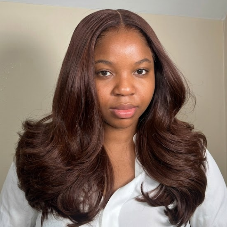 Premium Auburn Brown Long Wavy Glueless Lace Front Wig – Silk Smooth Remy Human Hair - Rafarada