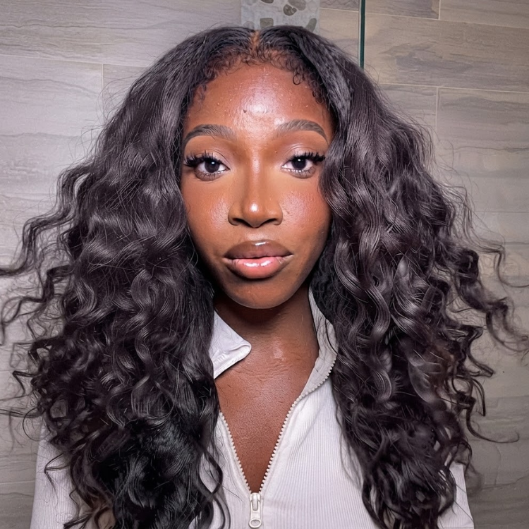 Loose Deep Wave Lace Front Human Hair Wig Glueless Water Wave Wig with Pre-Plucked Hairline for Black Women - Rafarada