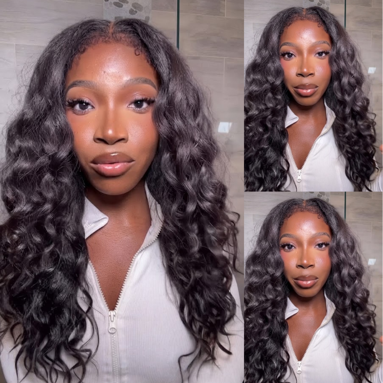 Loose Deep Wave Lace Front Human Hair Wig Glueless Water Wave Wig with Pre-Plucked Hairline for Black Women - Rafarada