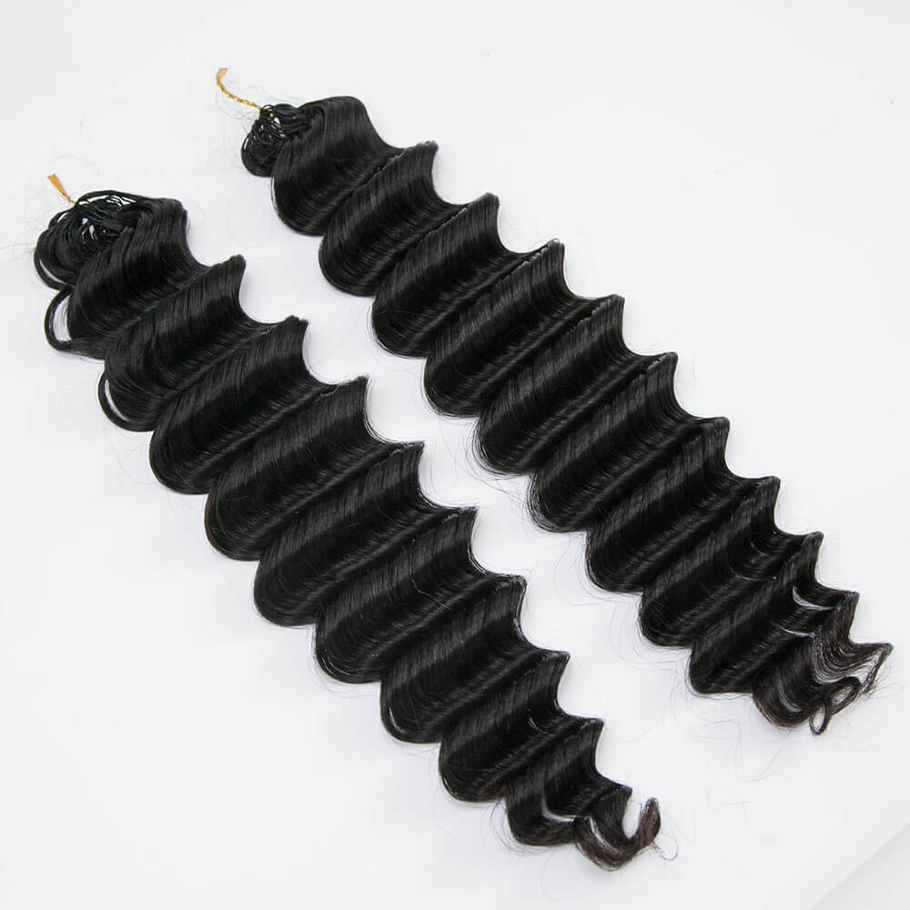 Loose Deep Wave Human Crochet Hair Extensions 100% Real Hair For Crochet Braids & Locs Natural Color - Rafarada