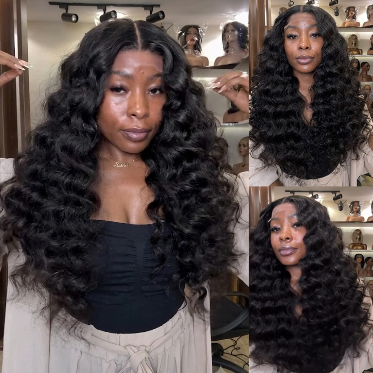 Loose Wave Curly Human Hair Wig Pre Plucked Hairline Natural Color For Woman- Rafarada