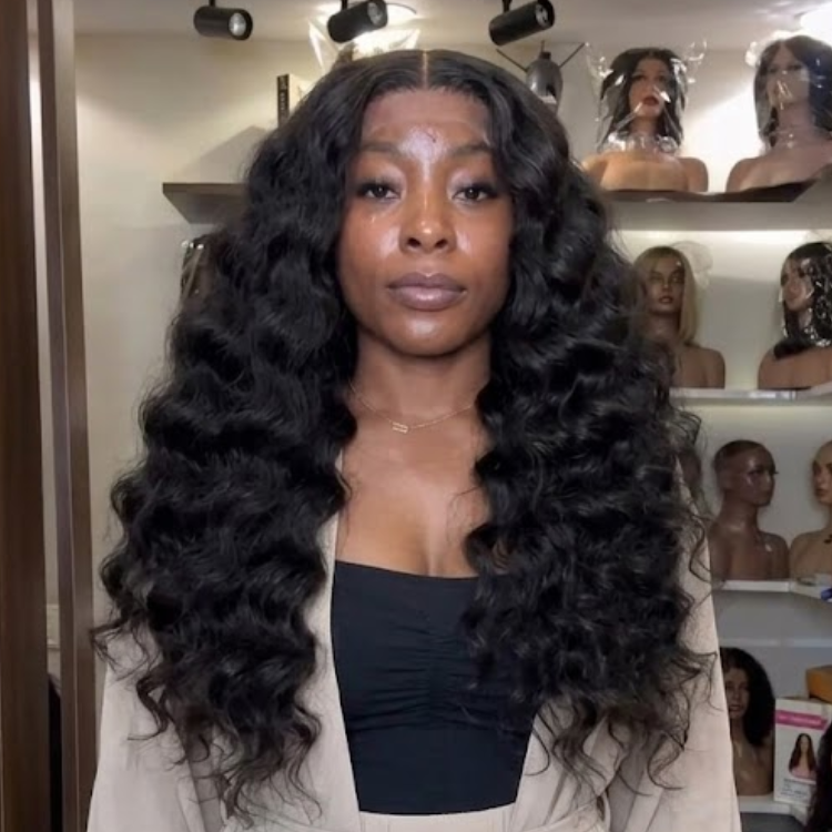 Loose Wave Curly Human Hair Wig Pre Plucked Hairline Natural Color For Woman- Rafarada