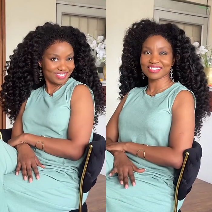 Afro Loose Wave Human Hair Wig Luxurious Glueless HD Lace Front Human Hair Wig Natural Color Wig- Rafarada
