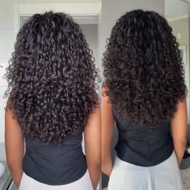 Long Natural Black Loose Curly Lace Wig Human Hair Voluminous Look - Rafarada