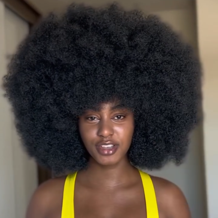Glueless Natural Black Big Afro Kinky Coiled Human Hair Wig with Bangs Afro Textured Blowout Wig Pre-Plucked & Beginner Friendly- Rafarada