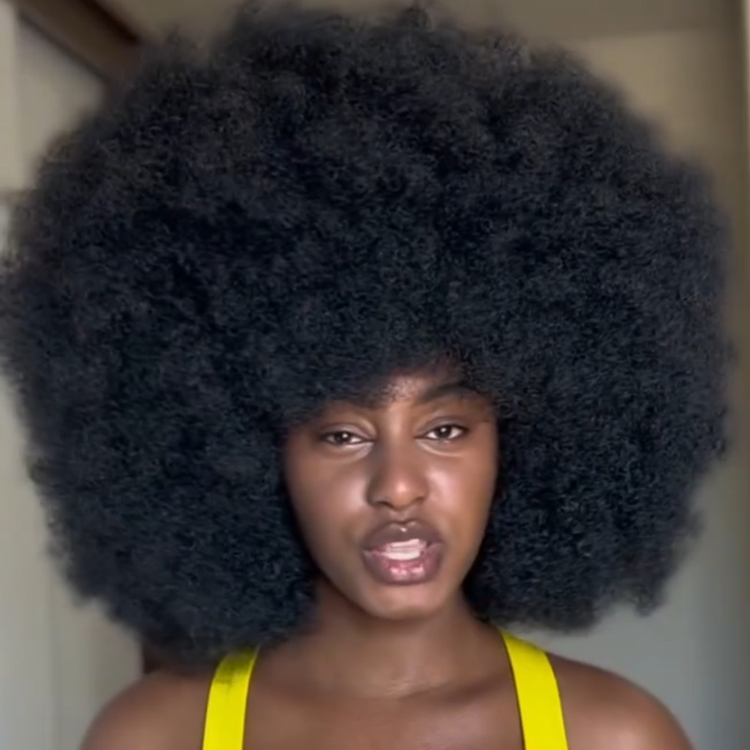 Glueless Natural Black Big Afro Kinky Coiled Human Hair Wig with Bangs Afro Textured Blowout Wig Pre-Plucked & Beginner Friendly- Rafarada