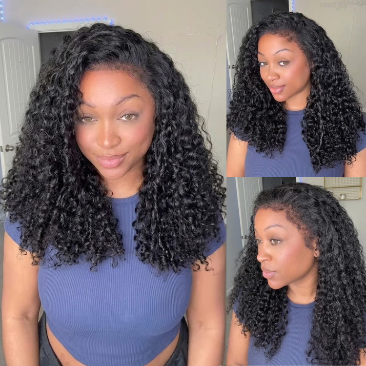 Natural Black Spiral Curly Lace Front Wig with Baby Hair ¨C Pre-Plucked Glueless Bouncy Curly Human Hair Wig - Rafarada