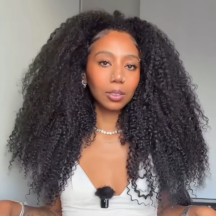 Most Realistic Afro Kinky Coily Human Hair Wig Glueless Lace Wig Natural Black Color with Natural Hairline - Rafarada
