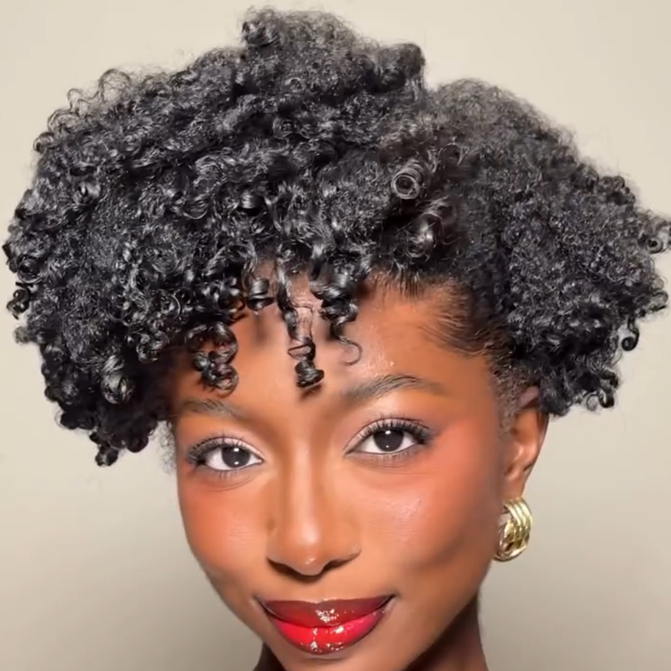 Natural Black Color 4C Coily Spiral Curls Human Hair Wig - Glueless Defined Tight Coil Short Bob Lace Front Human Hair Wig- Rafarada