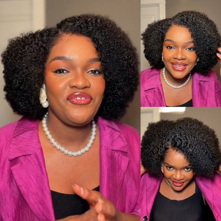 Voluminous 4C Afro Kinky Curly Human Hair Wig - Ultra-Natural Pre-Plucked Hairline, Glueless Lace Front, Statement Volume - Rafarada