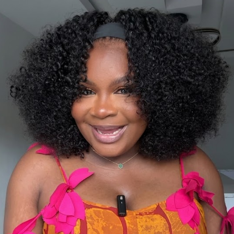Afro Kinky Curly Headband Wig Human Hair Glueless None Lace Front Wigs Natural Black Bouncy Afro Curly Scarf Wig- Rafarada