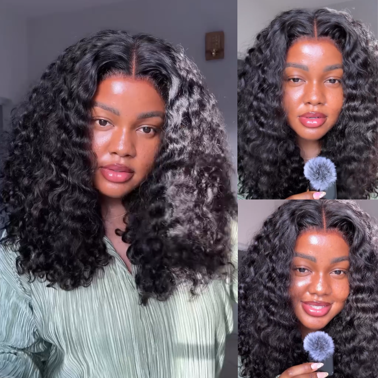 Natural Deep Wave Human Hair Wig - Voluminous & Bouncy Kinky Curls - Rafarada