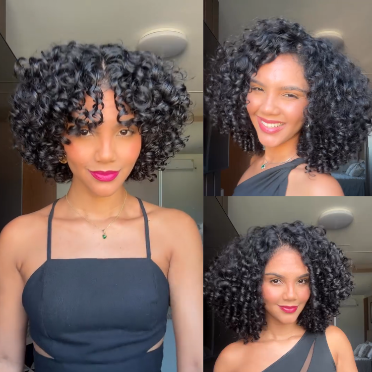 Natural Black Tight Spiral Curly Bob Wig 100% Human Hair Glueless Wigs Voluminous & Soft Everyday Wear- Rafarada