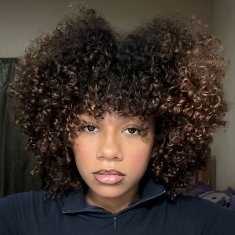 Afro Kinky Coily Wig with Bangs – Ombre Honey Blonde Highlights- Rafarada