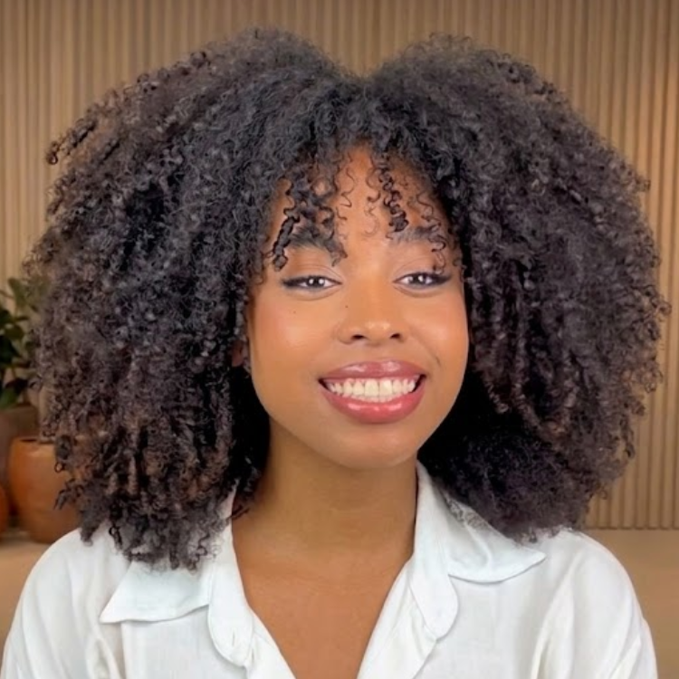 Natural Black To Dark Chestnut Ombre Kinky Curly Wig - Voluminous 3C 4A Afro Glueless Human Hair Wig With Bangs- Rafarada