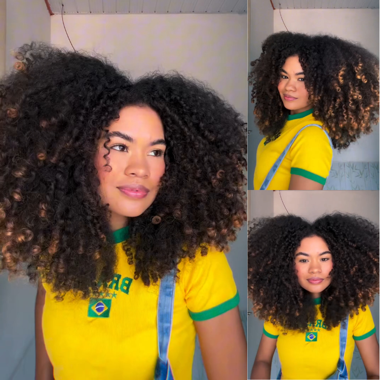 Natural Black with Honey Blonde Human Hair Wigs Ombre Color Lace Front Wig Pre Plucked 100% Human Hair Bouncy Curly Wigs for Women- Rafarada