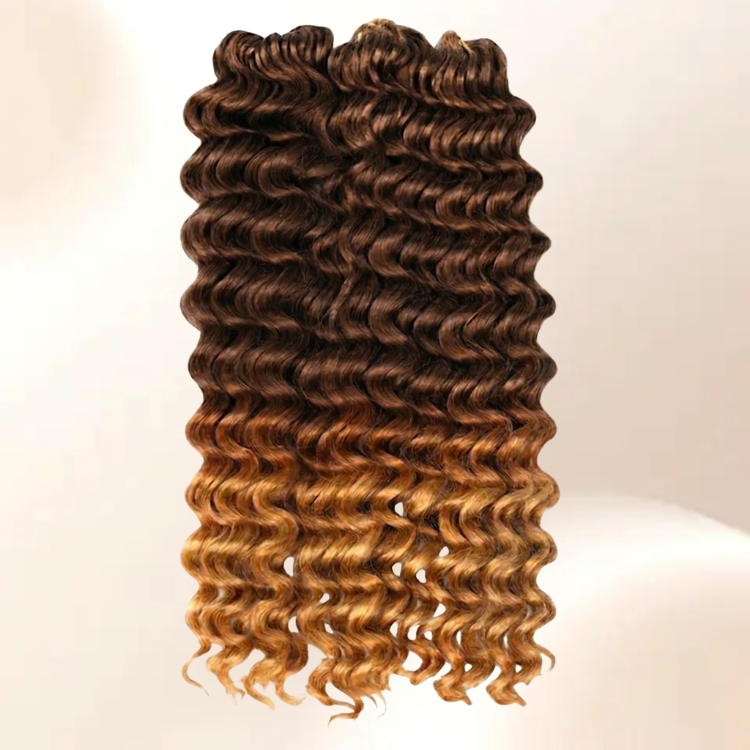 Luxurious Deep Wave Crochet Extensions: Ombre Chocolate to Honey Brown Deep Curly Braids - Natural Looking Hair for Women - Rafarada