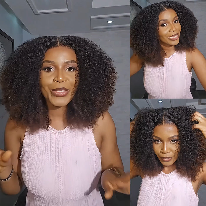 Kinky Curly Human Hair Wigs with Natural Hairline Natural Black Ombre Brown Color Glueless Lace Wig for Women - Rafarada