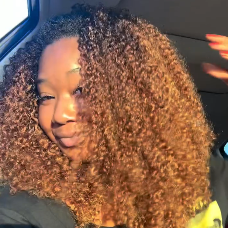 Ombre Chestnut Brown Tight Kinky Coily Wig - High Density Voluminous Afro Curls - Natural Looking Glueless Wear & Go Wig - Rafarada