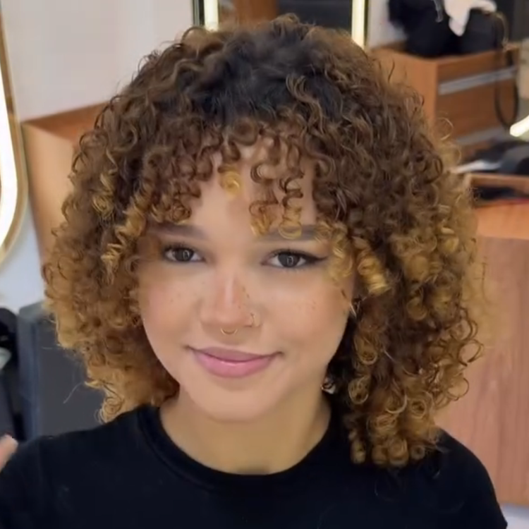 Ombre Dark Brown to Honey Blonde Kinky Curly Bob Wig - Bouncy Ringlet Curls- Rafarada