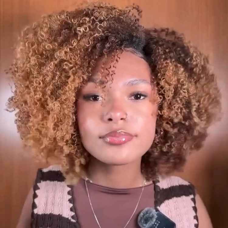 Ombre Honey Blonde Color Glueless Kinky Curly Human Hair Lace Front Wig Two-Tone Bouncy Afro Curly Natural Wig For Women- Rafarada