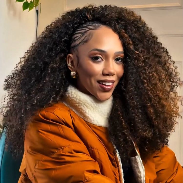 Kinky Curly Half Wig with Ombre Honey Blonde Highlights Color Afro Kinky Curly Human Hair Wigs for Women - Rafarada - Rafarada