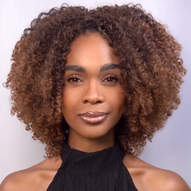 Ombre Honey Brown Afro Kinky Coily human hair wig, Bouncy & Volume, Perfect Everyday Wig - Rafarada