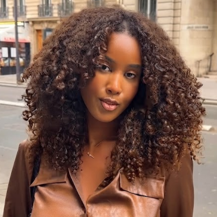 Ombre Honey Brown Kinky Curly V Part Wig Glueless Copper Brown Ombre Human Hair Wig For Women - Rafarada