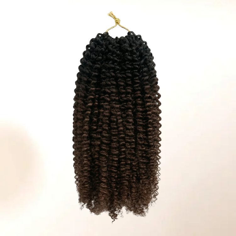 Natural Black to Dark Brown Ombre Kinky Curly Human Hair Crochet Extensions- Rafarada