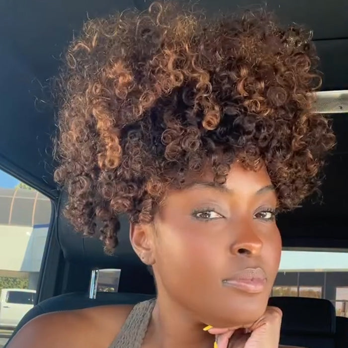 Kinky Curly Wave Lace Front Human Hair Wigs Ombre Highlight Color Glueless Wig Spiral Curls Wig For Women - Rafarada