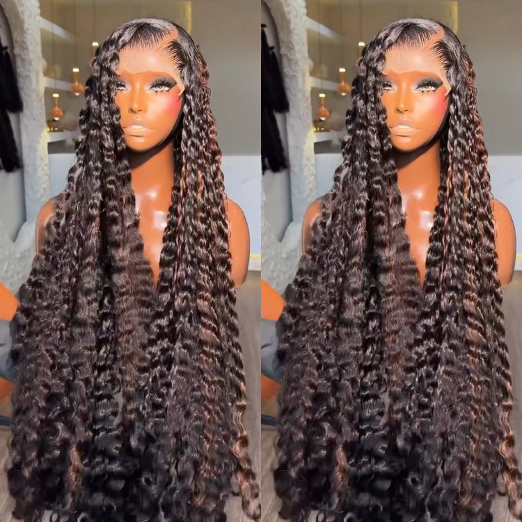 Burmese Curly Human Hair Lace Wig with Piano Blonde Highlights - Dark Brown Ombre Middle Part Luxury Hair - Rafarada