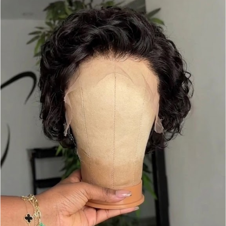 Luxurious Full Lace Pixie Cut Wig 100% Human Hair Short Curly Glueless Wig Free Parting Glueless Full Lace Wig- Rafarada