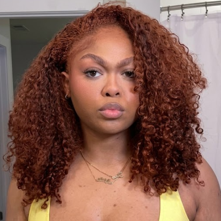 Reddish Brown Water Wave Lace Wig High Density Human Hair - Rafarada