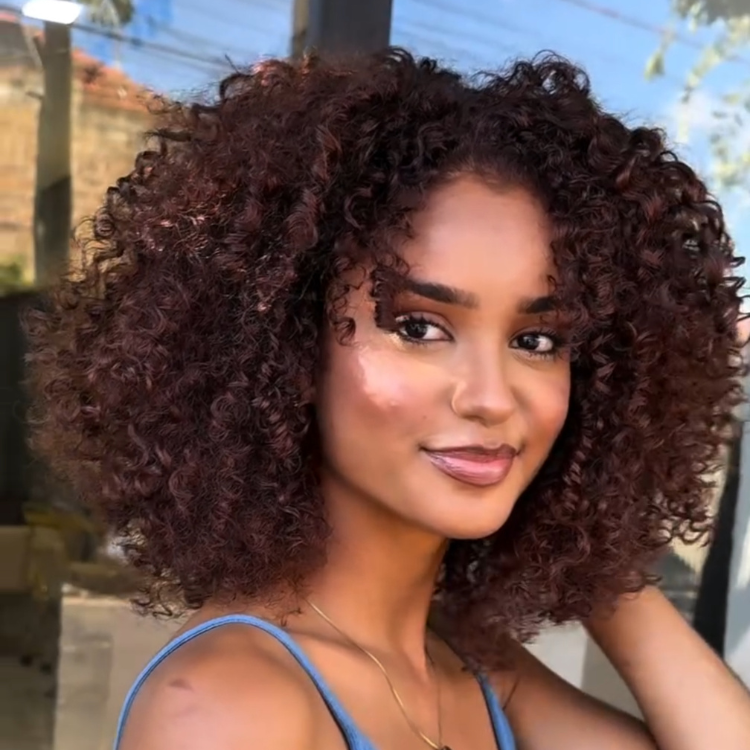 Reddish Colored Short Curly Bob Human Hair Wigs Lace Front Wig Pre Plucked High Density Jerry Curly Wigs Human Hair - Rafarada