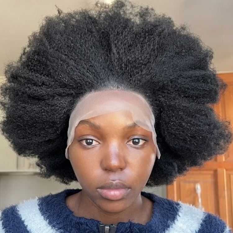Short Afro Kinky Coily Human Hair Wig Natural Black Glueless 13x4 Lace - Rafarada