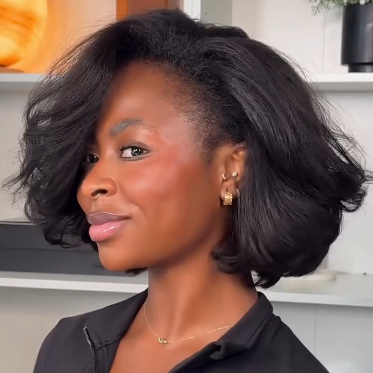 Dark Brown Short Bob Wig Cute Hair HD Lace Frontal 100% Human Hair Wigs - Rafarada