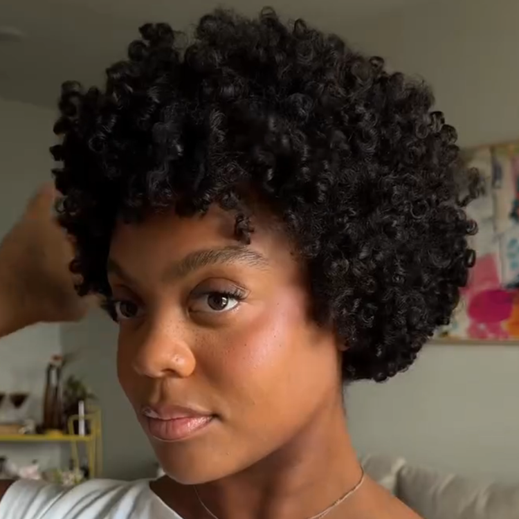 Short Bouncy Kinky Curly Human Hair Wig - Glossy Jet Black Afro Curly Glueless Lace Wig with Defined Coils- Rafarada