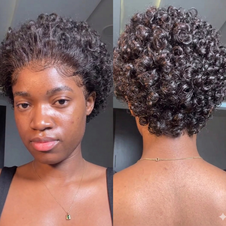 Short Pixie Cut Human Hair Lace Front Wigs - High Elasticity Jerry Curly Hair for Black Women - Glueless Pre-Plucked Natural Black Full Lace Wig- Rafarada