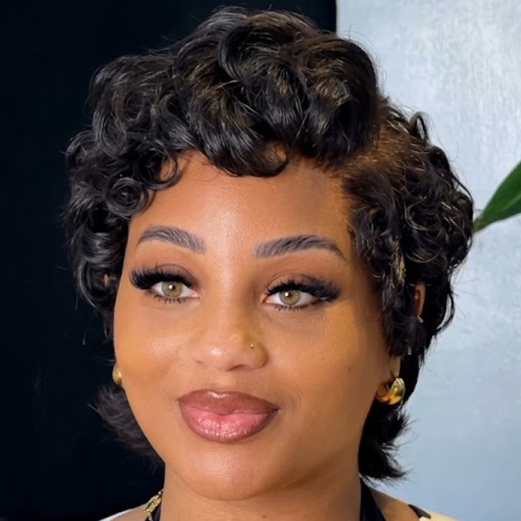 Dark Natural Black Short Pixie Curly Human Hair Wig - Sculpted Finger Wave Pixie Cut Full Lace Wig- Rafarada