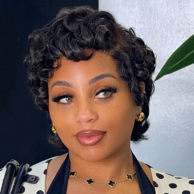 Dark Natural Black Short Pixie Curly Human Hair Wig - Sculpted Finger Wave Pixie Cut Full Lace Wig- Rafarada