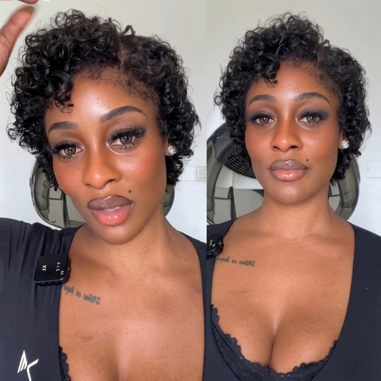 Short Pixie Cut Bouncy Curls Human Hair Wig Luxurious Glueless Full Lace Wig 100% Human Hair Free Parting Natural Black Color For Woman - Rafarada