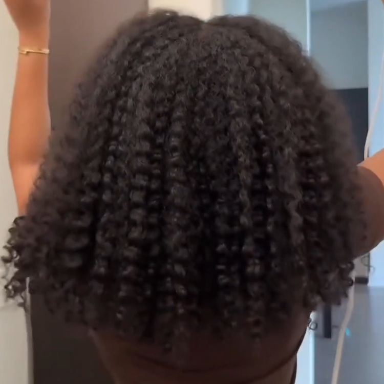 Extra Long Glossy Jet Black Spring-Twist Curly Lace Front Wig - 26 Inches of Voluminous, Defined Coils- Rafarada