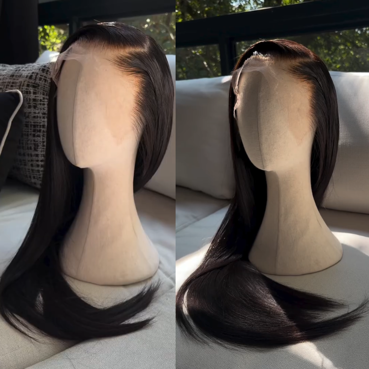 Jet Black Ultra Silky Straight Human Hair Wig - HD Lace Front Wig Glueless Lace Wigs- Rafarada