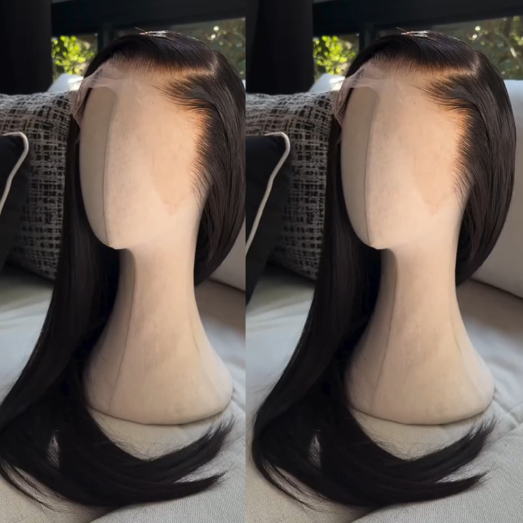 Jet Black Ultra Silky Straight Human Hair Wig - HD Lace Front Wig Glueless Lace Wigs- Rafarada