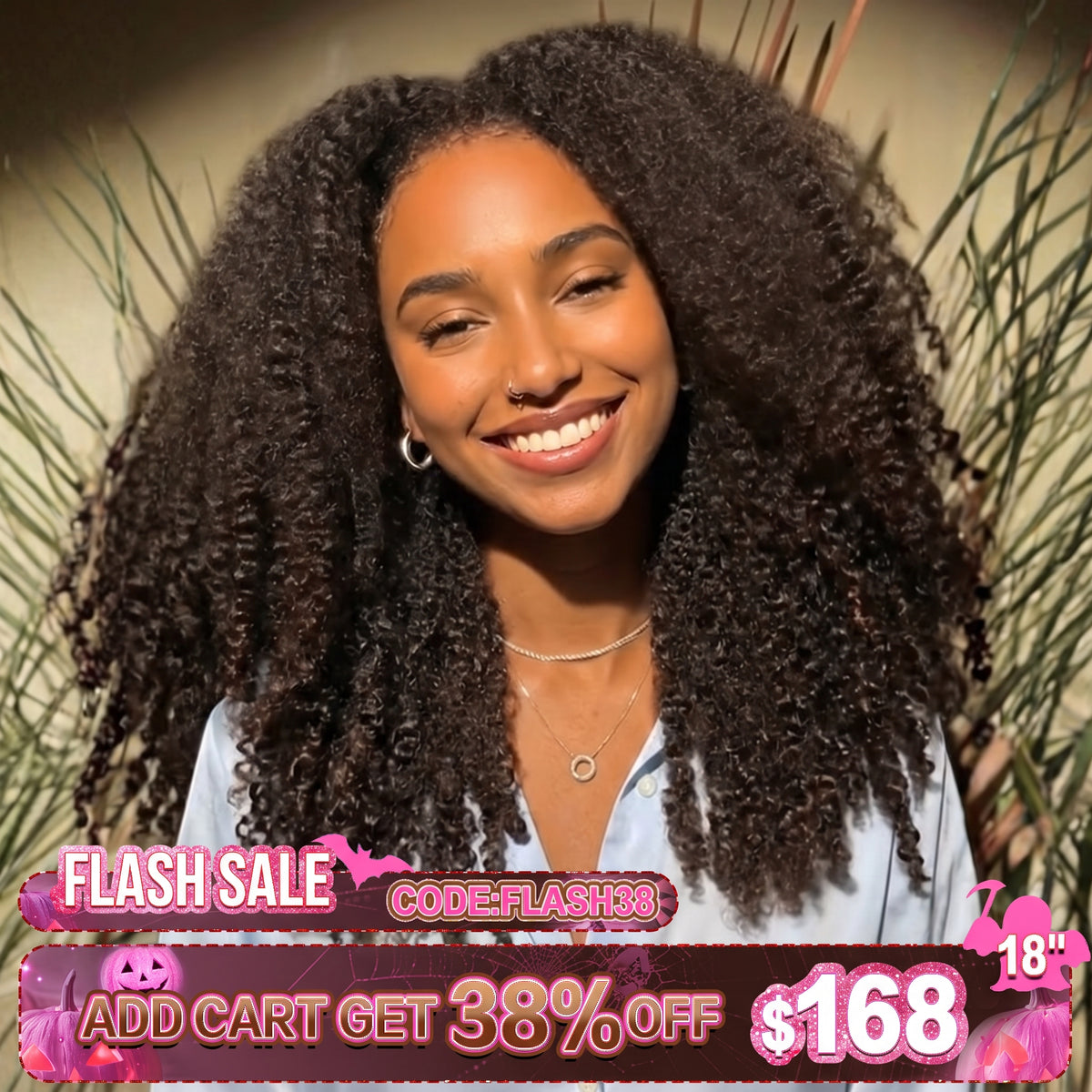 Most Realistic Afro Kinky Curly Human Hair Wig Glueless Lace Wig Ombre End Brown Color with Natural Hairline & Realistic Edges - Rafarada