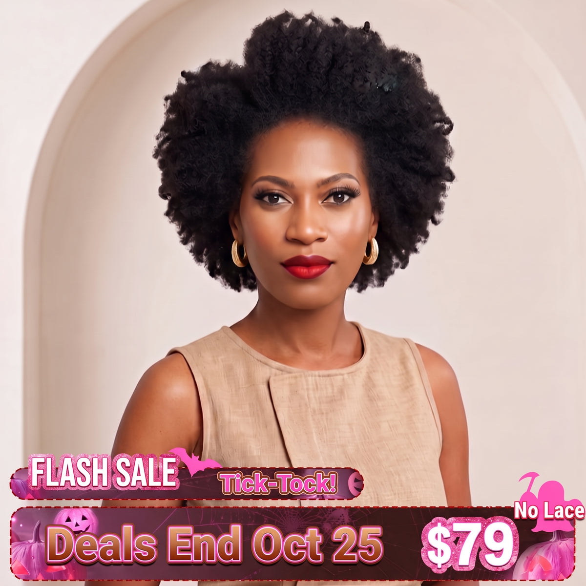 Natural Tight Coily Short Pixie Wig - Voluminous Afro Texture - Defined Micro Kinky Twists Natural Black Color - Rafarada